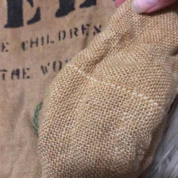 “FEED” Shoppers Tote-Reversible-Large Size-Shoulder Straps-Burlap/Cotton-GUC - Picture 7 of 17